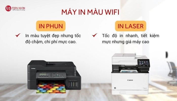 Phân biệt hai loại máy in màu wifi