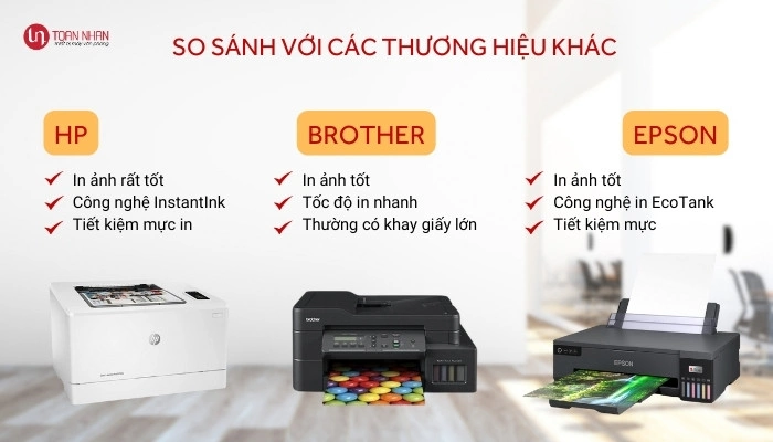 So sánh máy in màu Canon với các thương hiệu khác