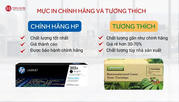 mực in chính hãng và mực in tương thích