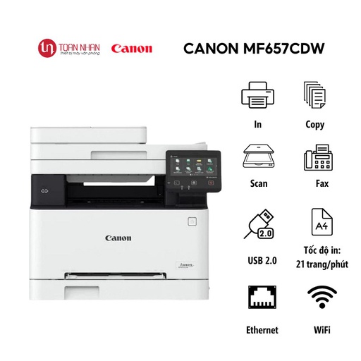 [PRT-CALC-MF657CDW] Máy in laser màu Canon i-SENSYS MF657CDW (In màu/ Copy/ Scan/ A4 / Duplex/ USB/ Ethernet/ WiFi)