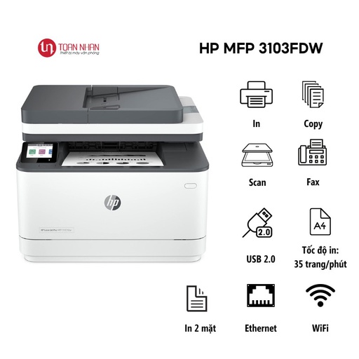 [PRT-HPLJ-M3103FDW] Máy in laser đen trắng HP LaserJet Pro MFP 3103FDW (3G632A) (A4/ A5/ Duplex/ USB/ LAN/ WiFi)