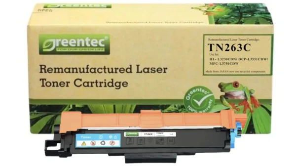 Mực in laser Brother TN263C Greentech – mực xanh (Cyan), 1.300 trang