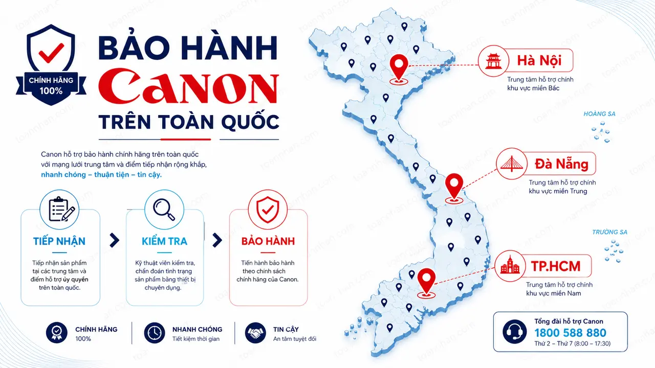 Bản đồ hỗ trợ bảo hành Canon MF269dw tại Việt Nam