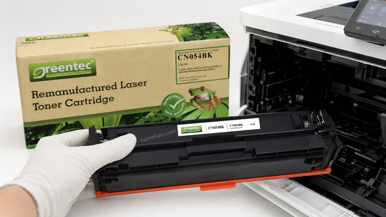 Hộp mực đen Greentech Canon CN054BK được lắp vào máy Canon MF641Cw