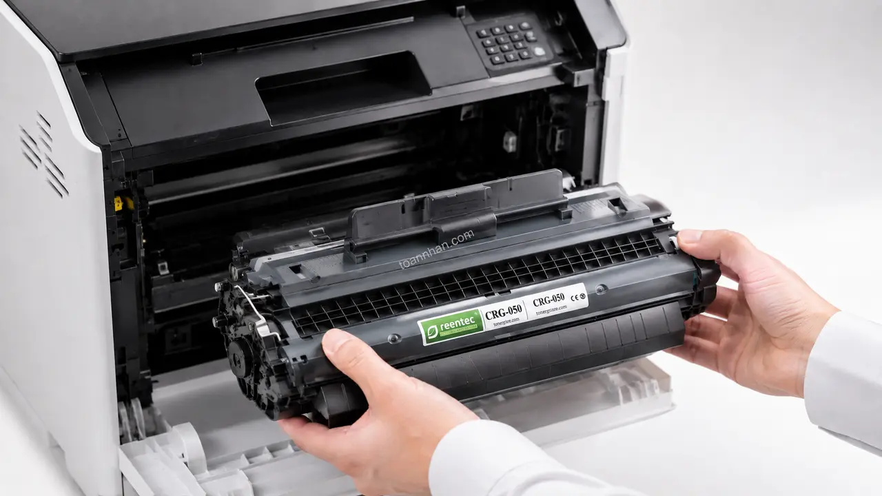 Hộp mực Greentech Canon CRG050 được lắp vào khay mực máy Canon imageCLASS MF913w