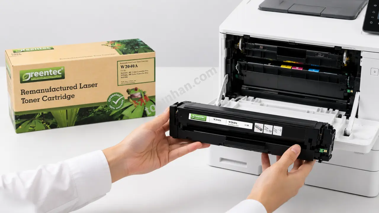 Mực in laser màu Greentech HP W2040A được lắp vào máy in tương thích