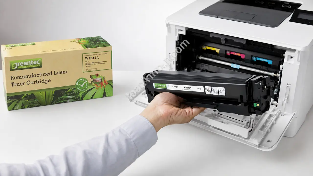 Mực in laser màu Greentech HP W2041A được lắp vào máy in tương thích