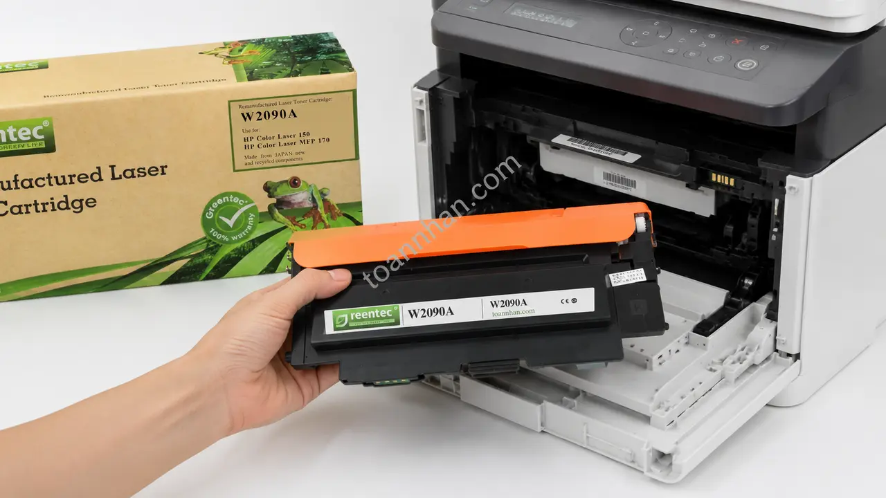 Mực in laser màu Greentech HP W2090A được lắp vào máy in tương thích