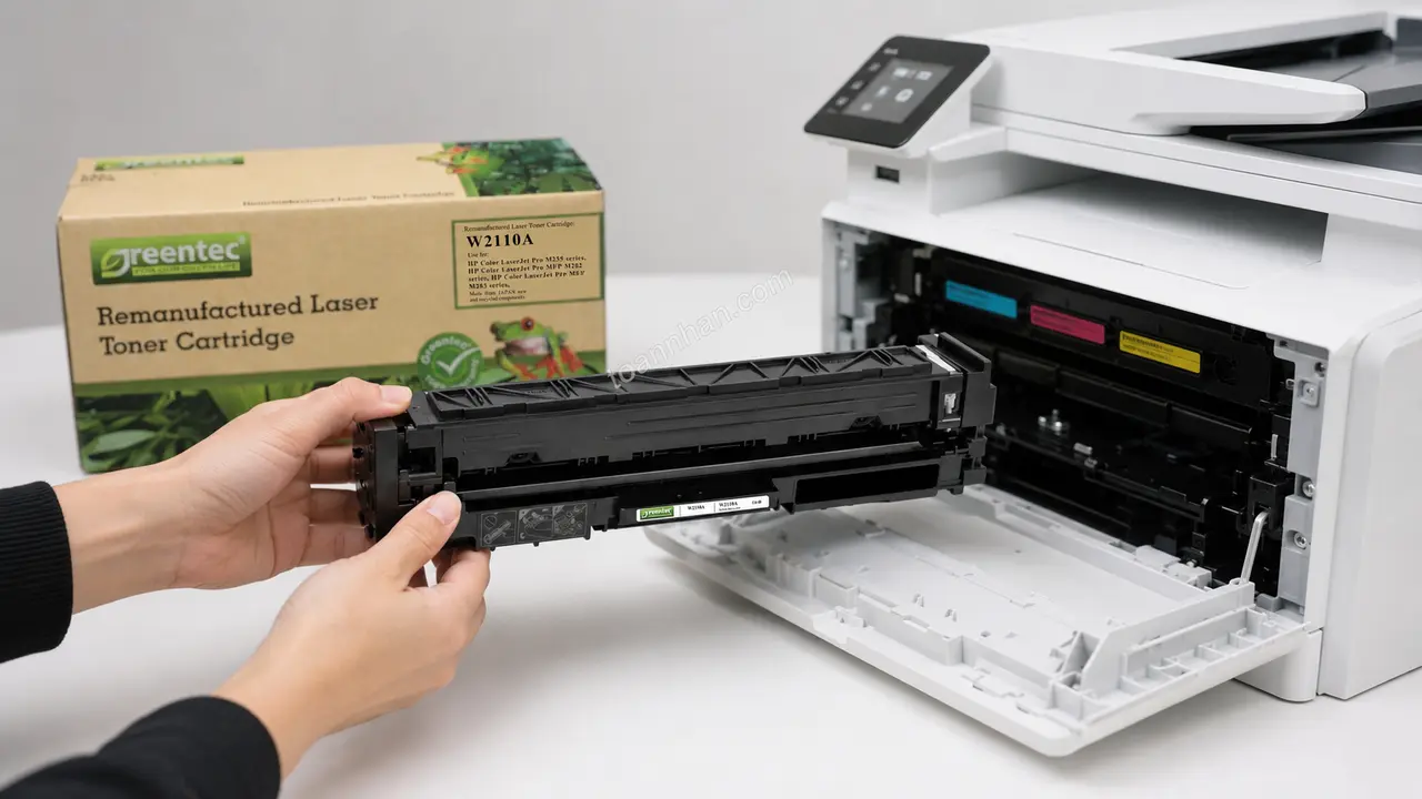 Mực in laser màu Greentech HP W2110A được lắp vào máy in tương thích