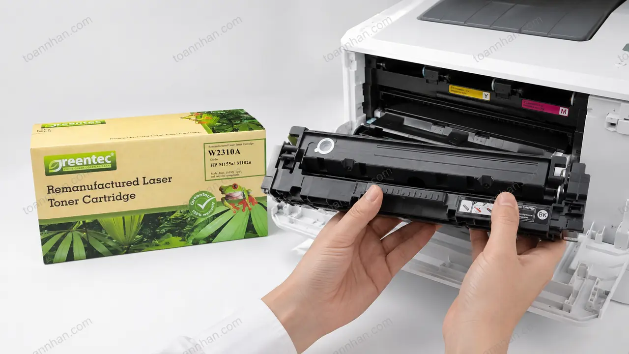 Mực in laser màu Greentech HP W2310A được lắp vào máy in tương thích