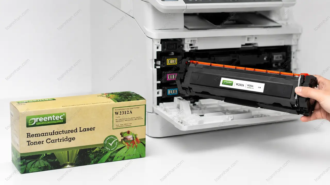 Mực in laser màu Greentech HP W2312A được lắp vào máy in tương thích