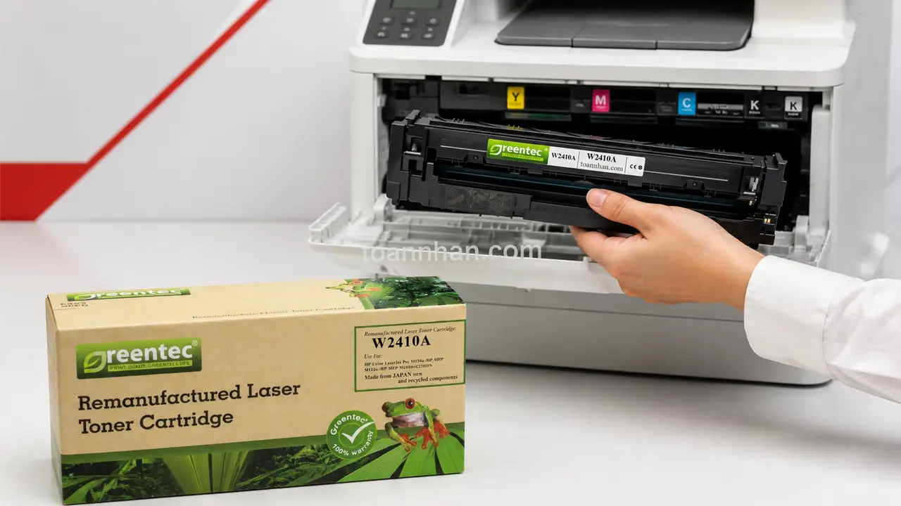 Mực in laser màu Greentech HP W2410A được lắp vào máy in tương thích
