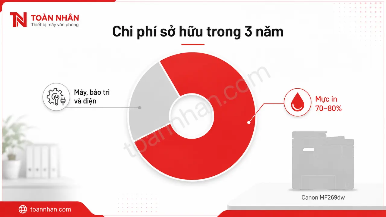 Biểu đồ chi phí sở hữu Canon MF269dw trong 3 năm