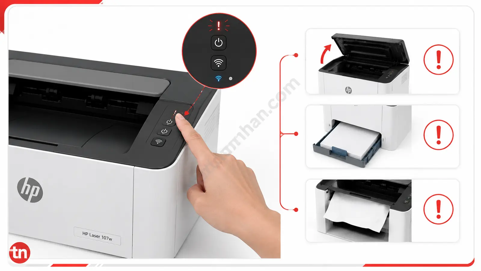 Đèn cảnh báo HP 107W nhấp nháy Đèn cảnh báo HP Laser 107W nhấp nháy khi máy gặp lỗi