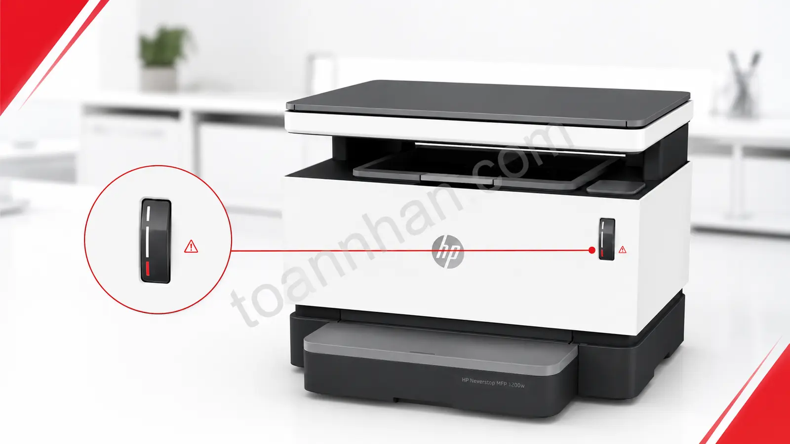 Kiểm tra mức mực HP Neverstop 1200W Kiểm tra thang báo lượng mực trên HP Neverstop MFP 1200W