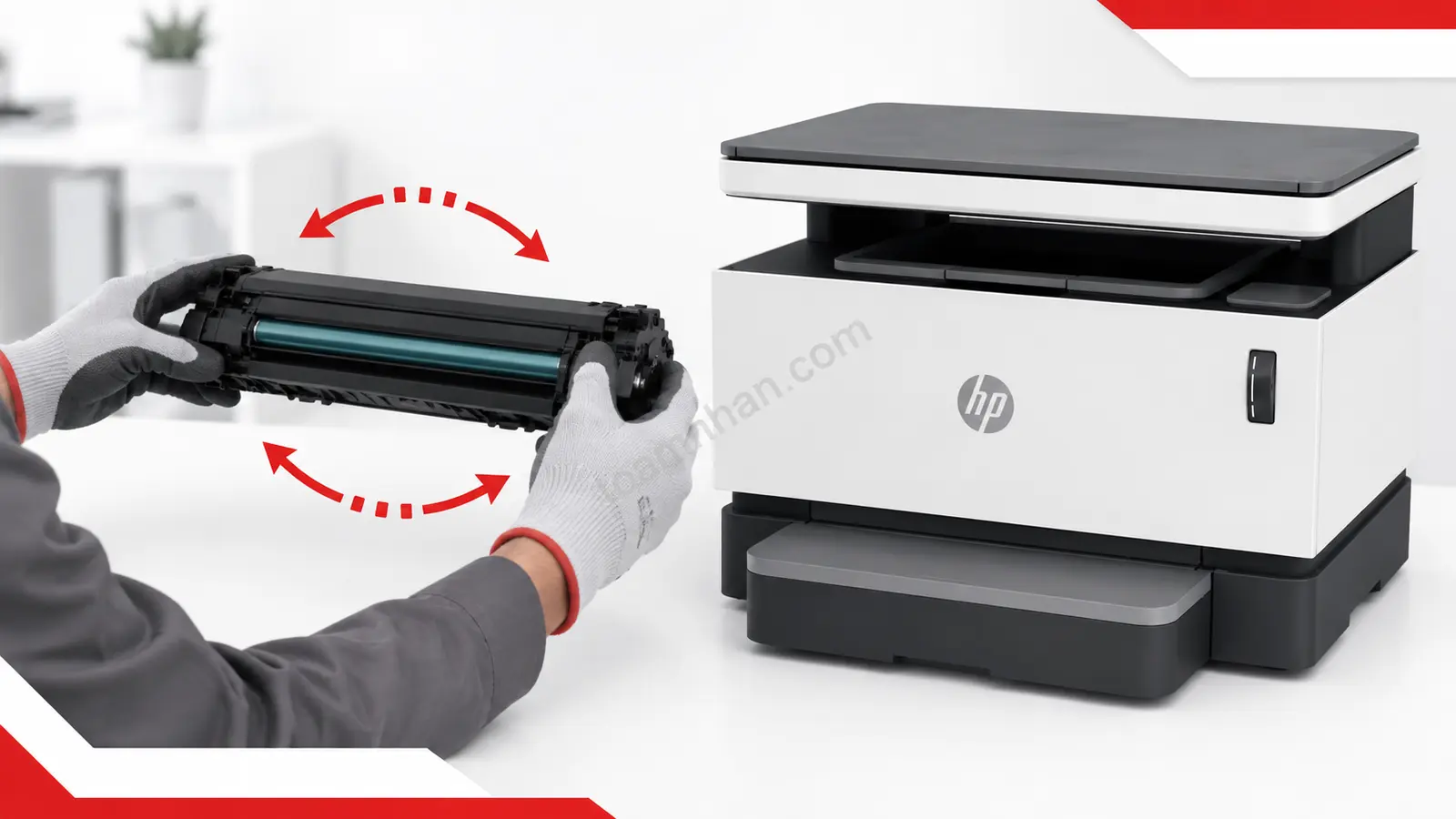 Lắc đều drum HP Neverstop 1200W Lắc nhẹ drum HP Neverstop MFP 1200W để phân phối đều mực