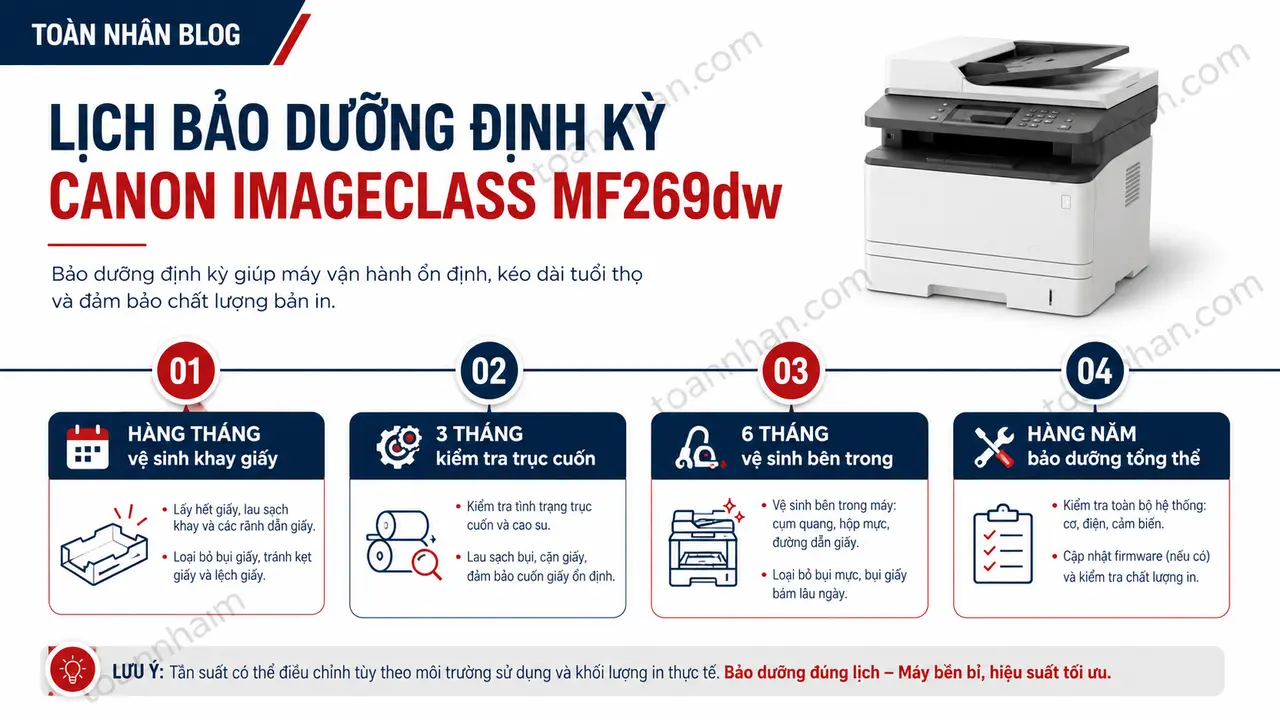 Lịch bảo trì định kỳ máy in Canon MF269dw
