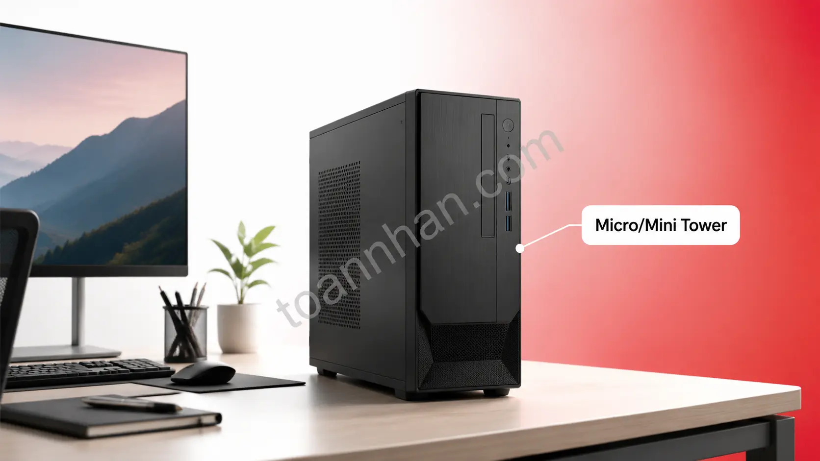Thùng máy tính Micro Mini Tower nhỏ gọn đặt trên bàn làm việc