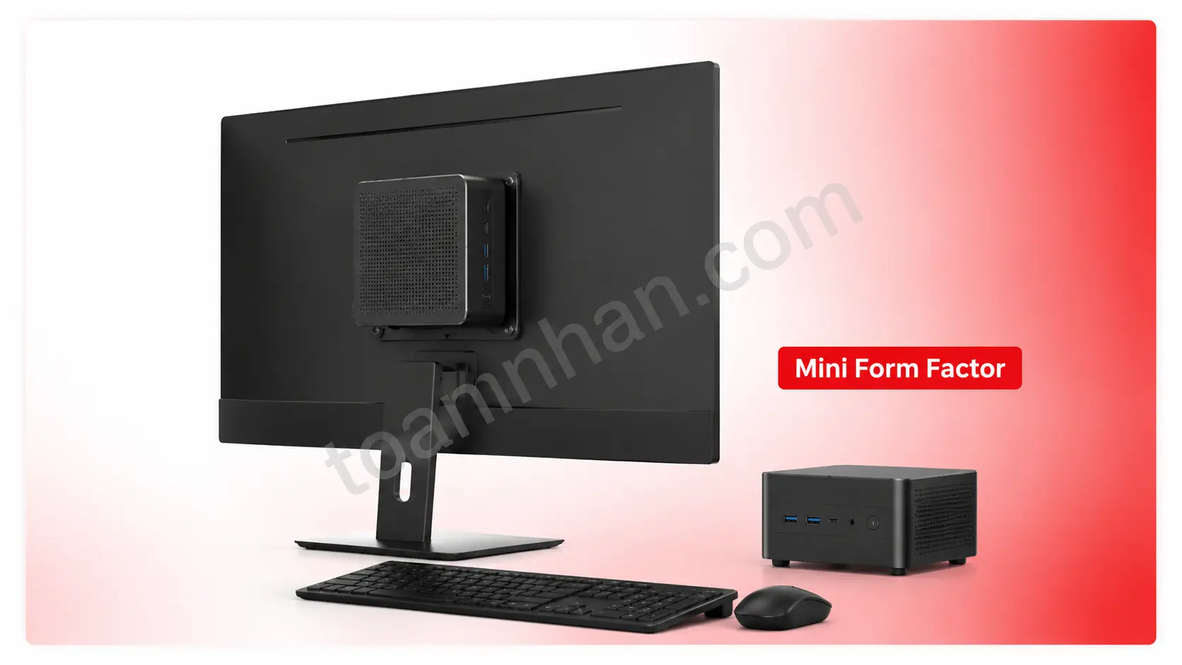 Máy tính Mini Form Factor nhỏ gọn gắn phía sau màn hình