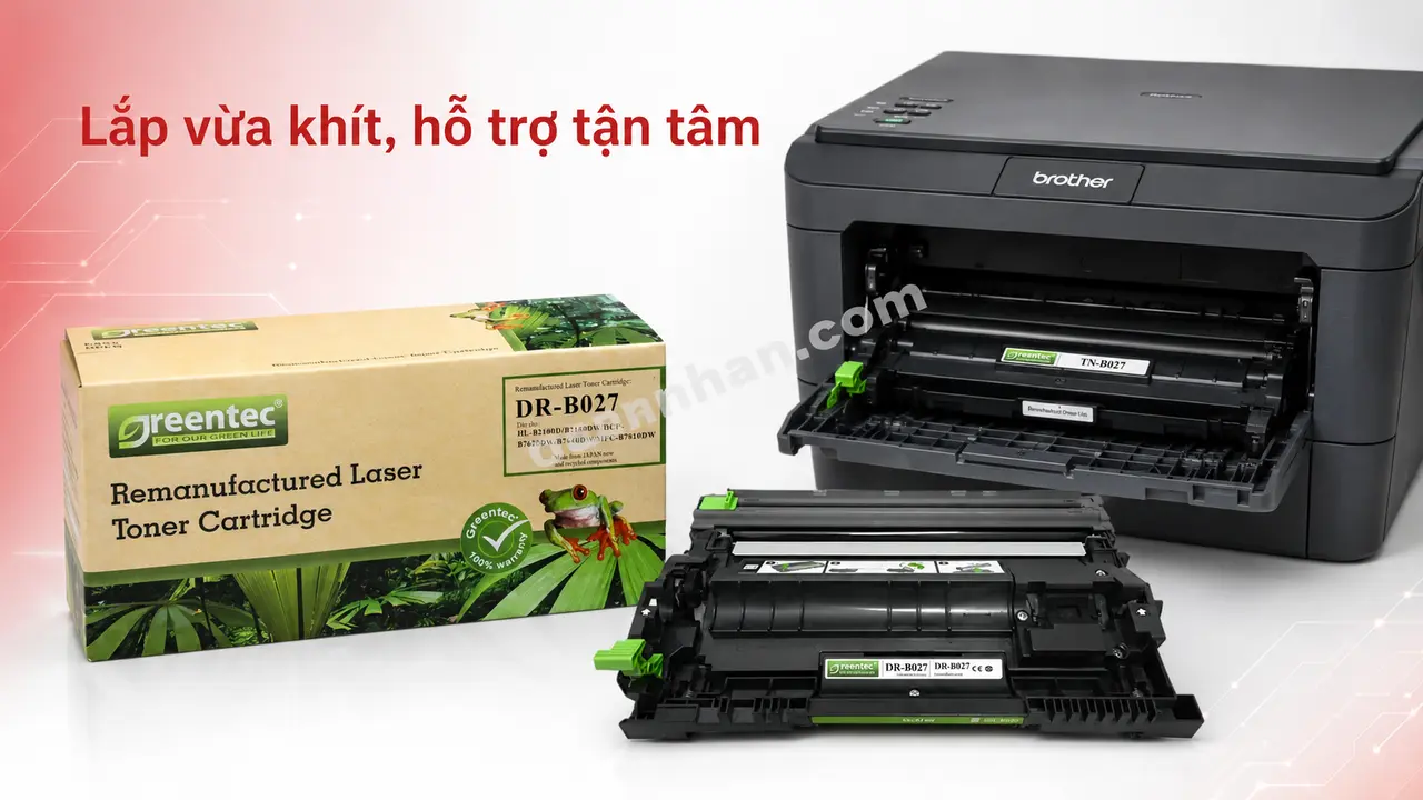 Cụm drum Greentech DRB027 cạnh máy Brother HL-B2180DW
