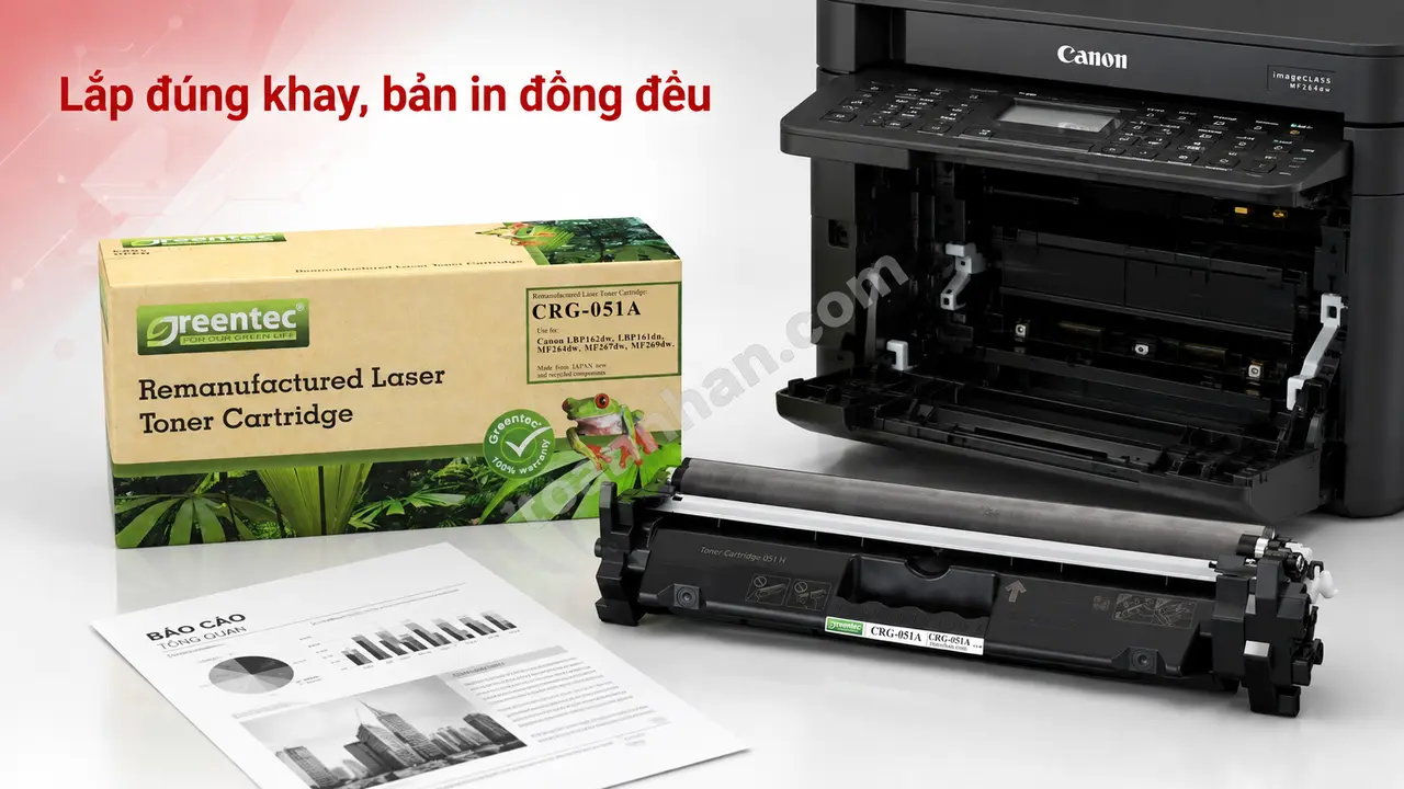 Cụm drum Greentech Canon 051A cạnh máy Canon imageCLASS MF264dw