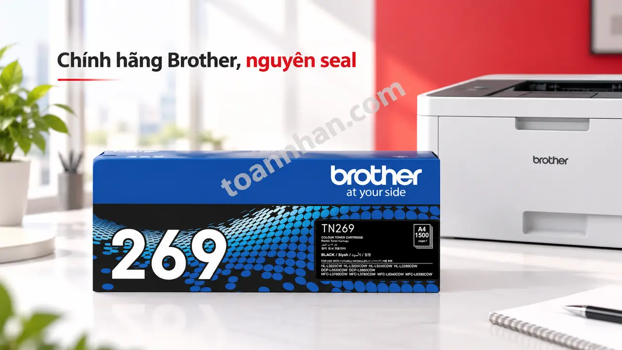 Hộp mực Brother TN269BK chính hãng màu đen nguyên seal cạnh máy in tương thích
