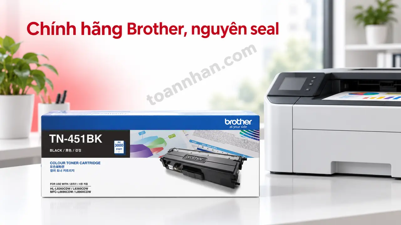 Hộp mực Brother TN451BK chính hãng màu đen nguyên seal cạnh máy in tương thích