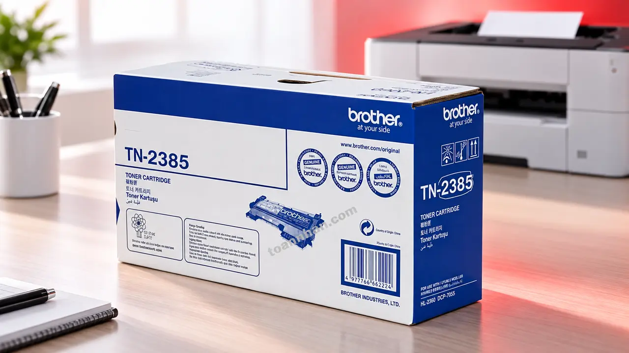 Hộp mực Brother TN2385 chính hãng nguyên hộp cạnh máy in laser