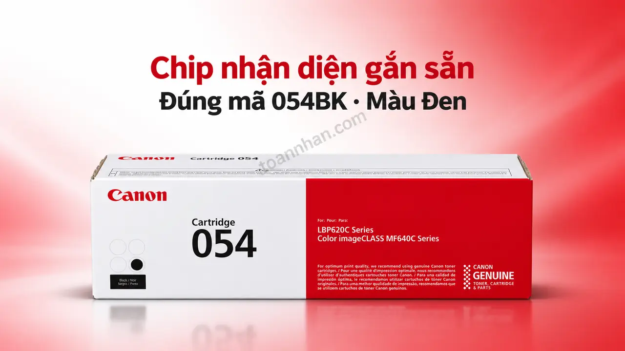 Hộp mực Canon 054BK chính hãng màu Đen có chip nhận diện gắn sẵn