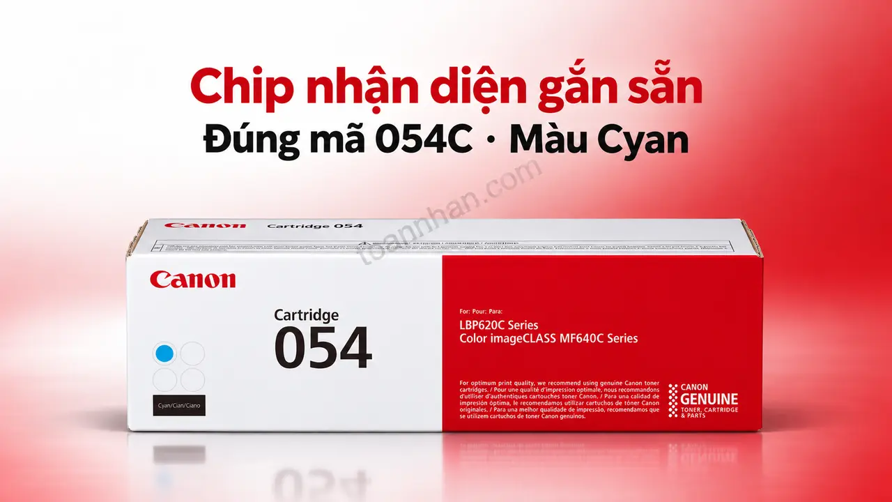 Hộp mực Canon 054C chính hãng màu Cyan có chip nhận diện gắn sẵn