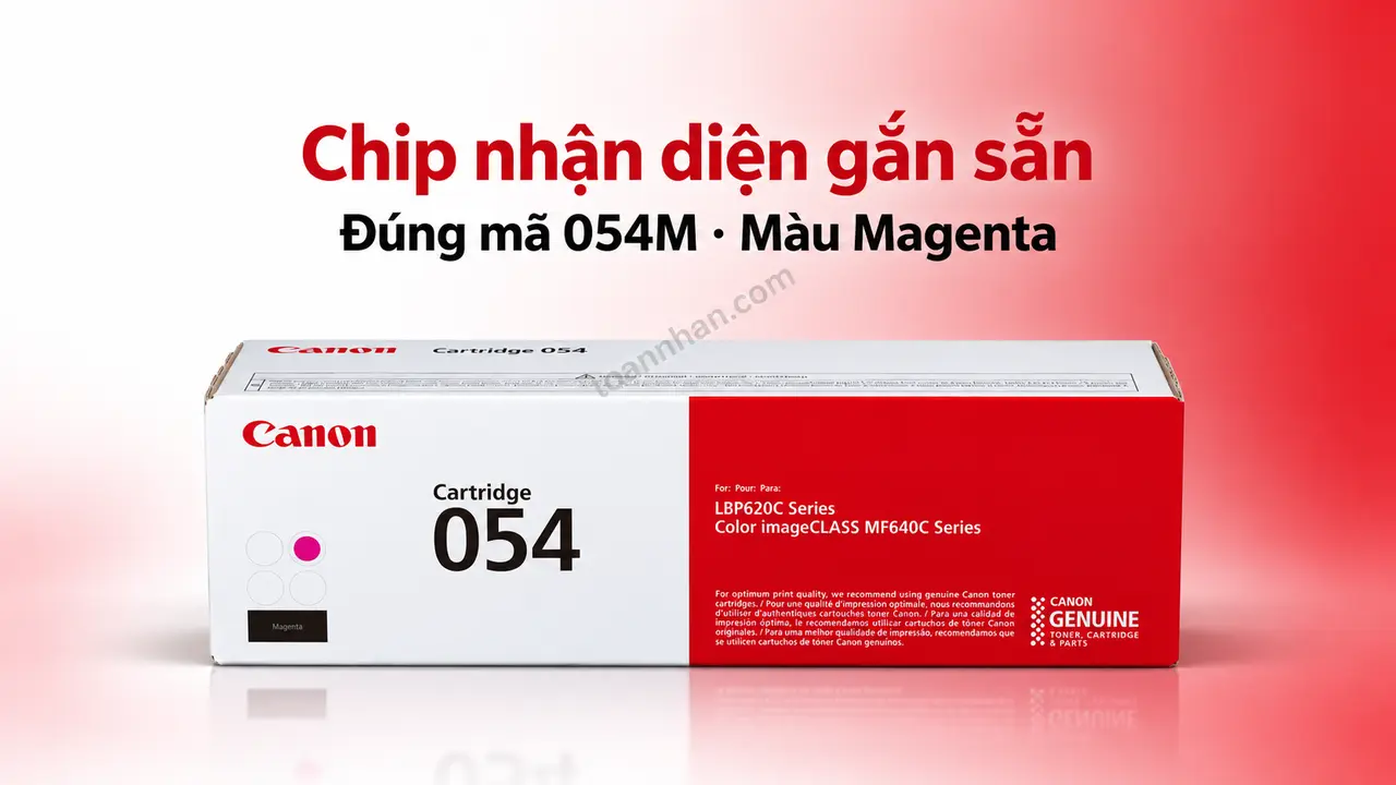 Hộp mực Canon 054M chính hãng màu Magenta có chip nhận diện gắn sẵn
