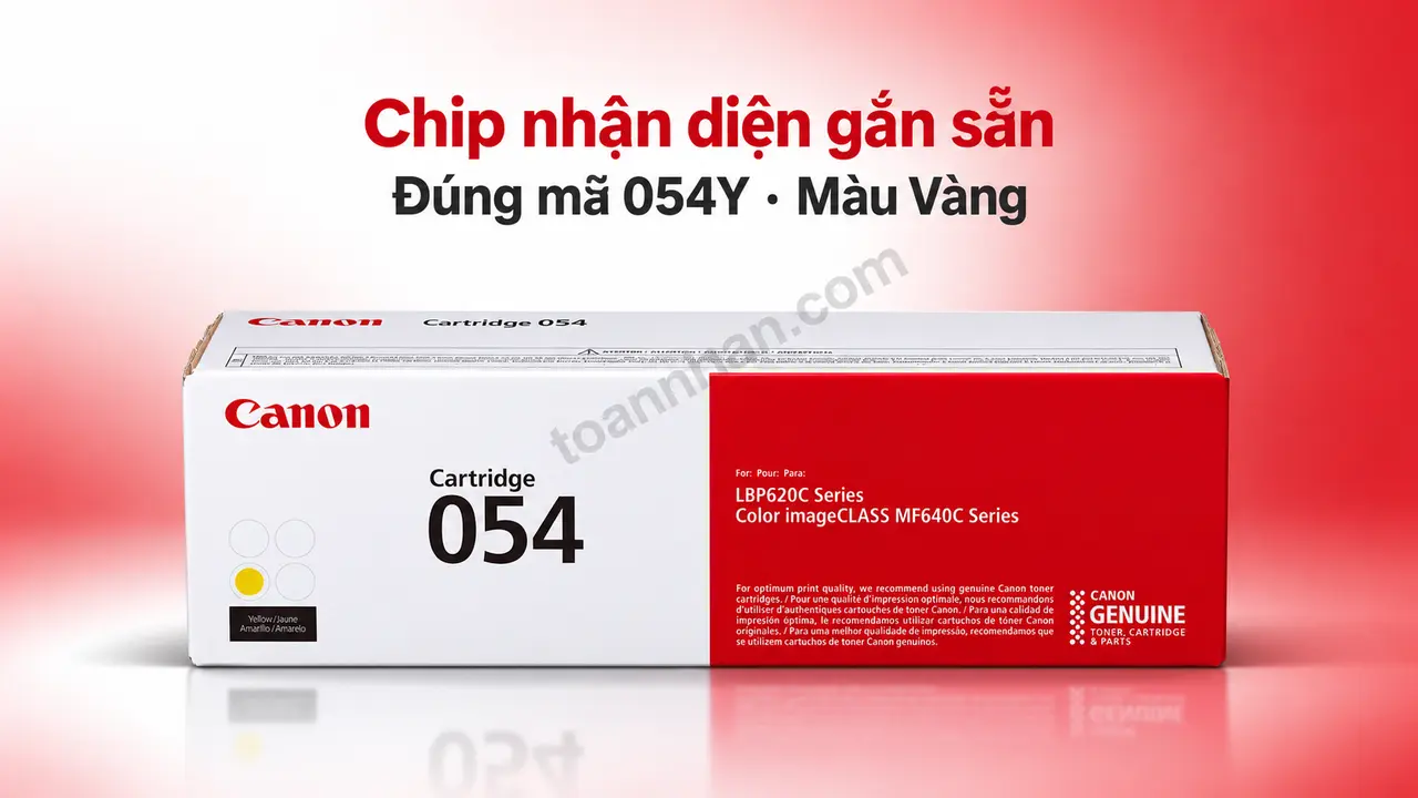 Hộp mực Canon 054Y chính hãng màu Vàng có chip nhận diện gắn sẵn