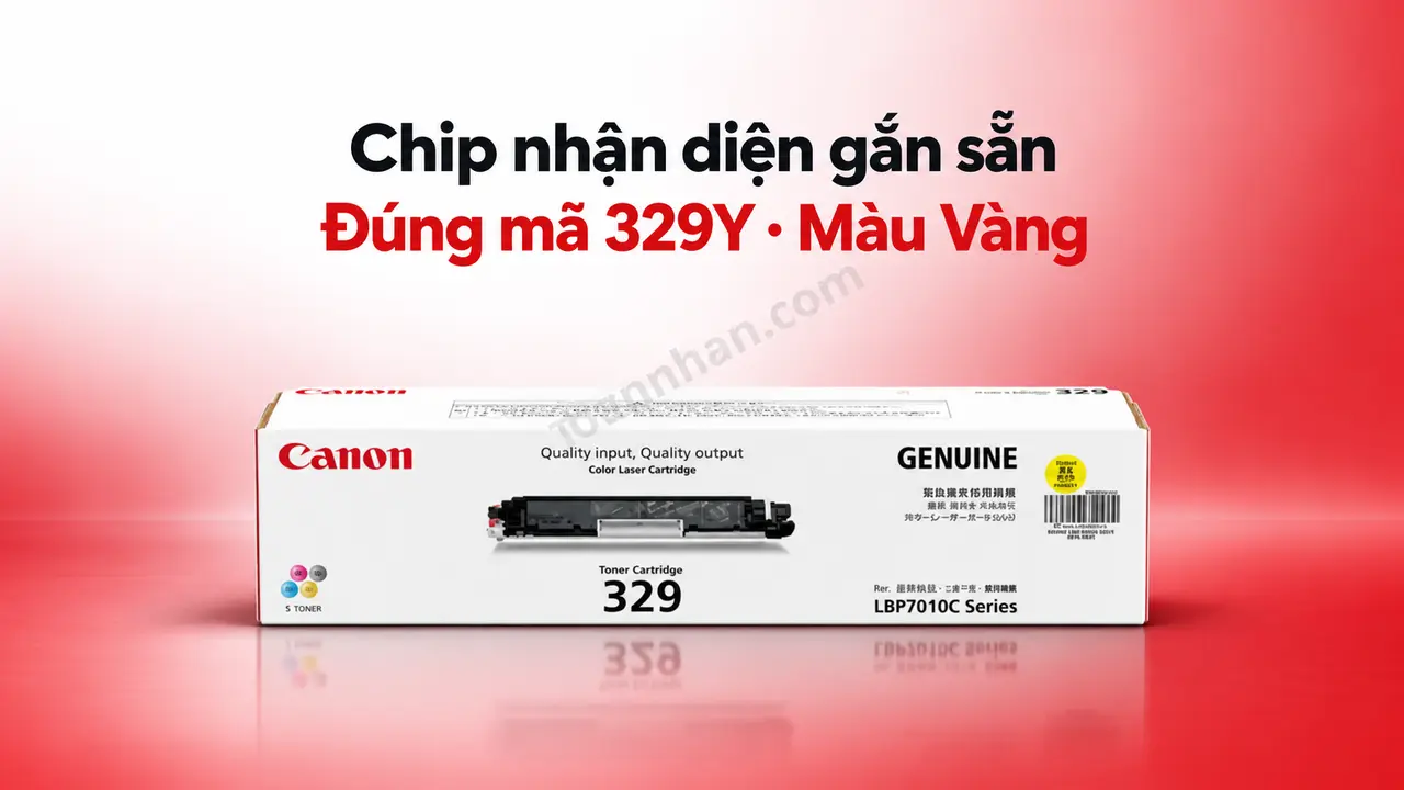Hộp mực Canon 329Y chính hãng màu Vàng có chip nhận diện gắn sẵn