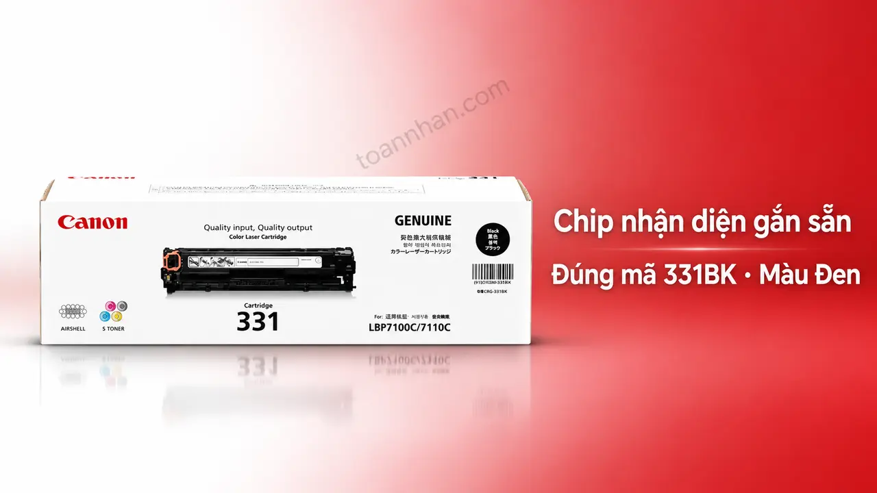 Hộp mực Canon 331BK chính hãng màu Đen có chip nhận diện gắn sẵn