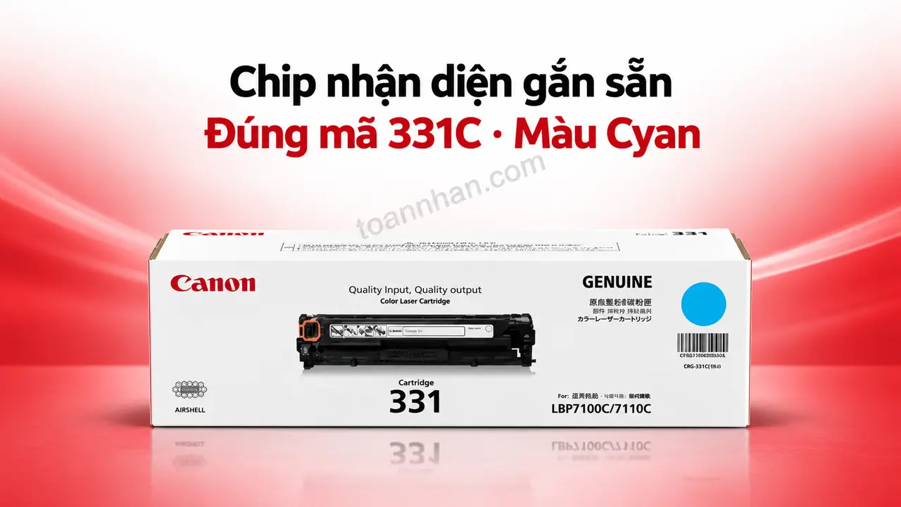Hộp mực Canon 331C chính hãng màu Cyan có chip nhận diện gắn sẵn