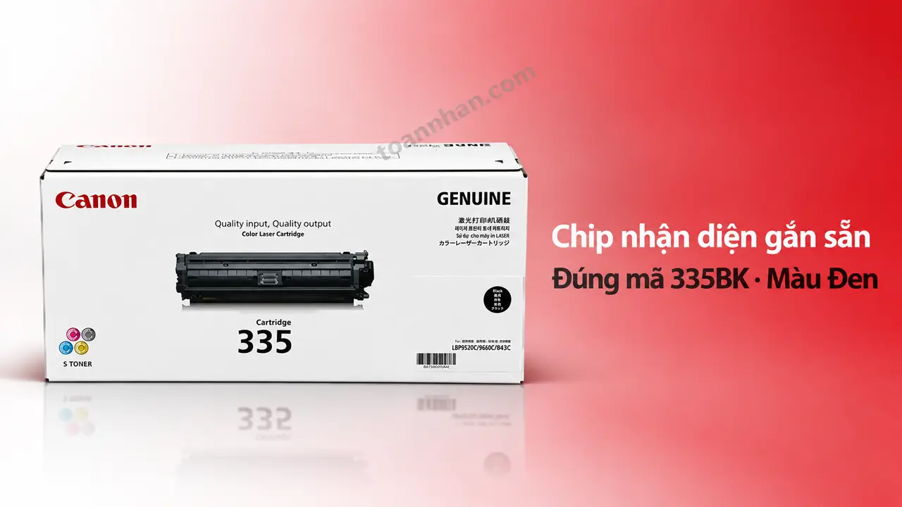 Hộp mực Canon 335BK chính hãng màu Đen có chip nhận diện gắn sẵn