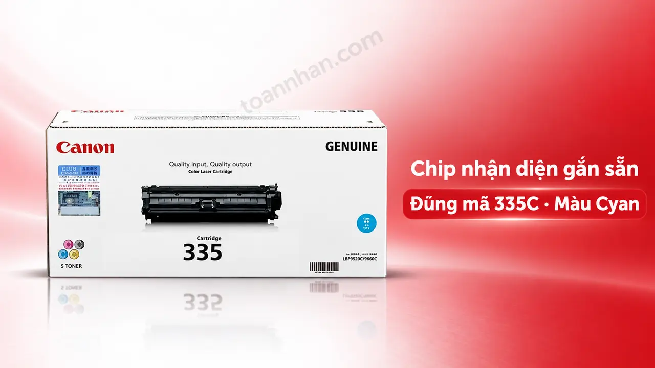 Hộp mực Canon 335C chính hãng màu Cyan có chip nhận diện gắn sẵn