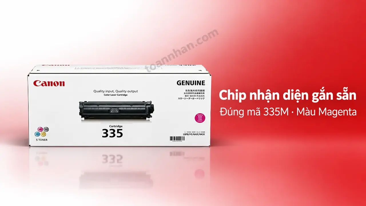 Hộp mực Canon 335M chính hãng màu Magenta có chip nhận diện gắn sẵn