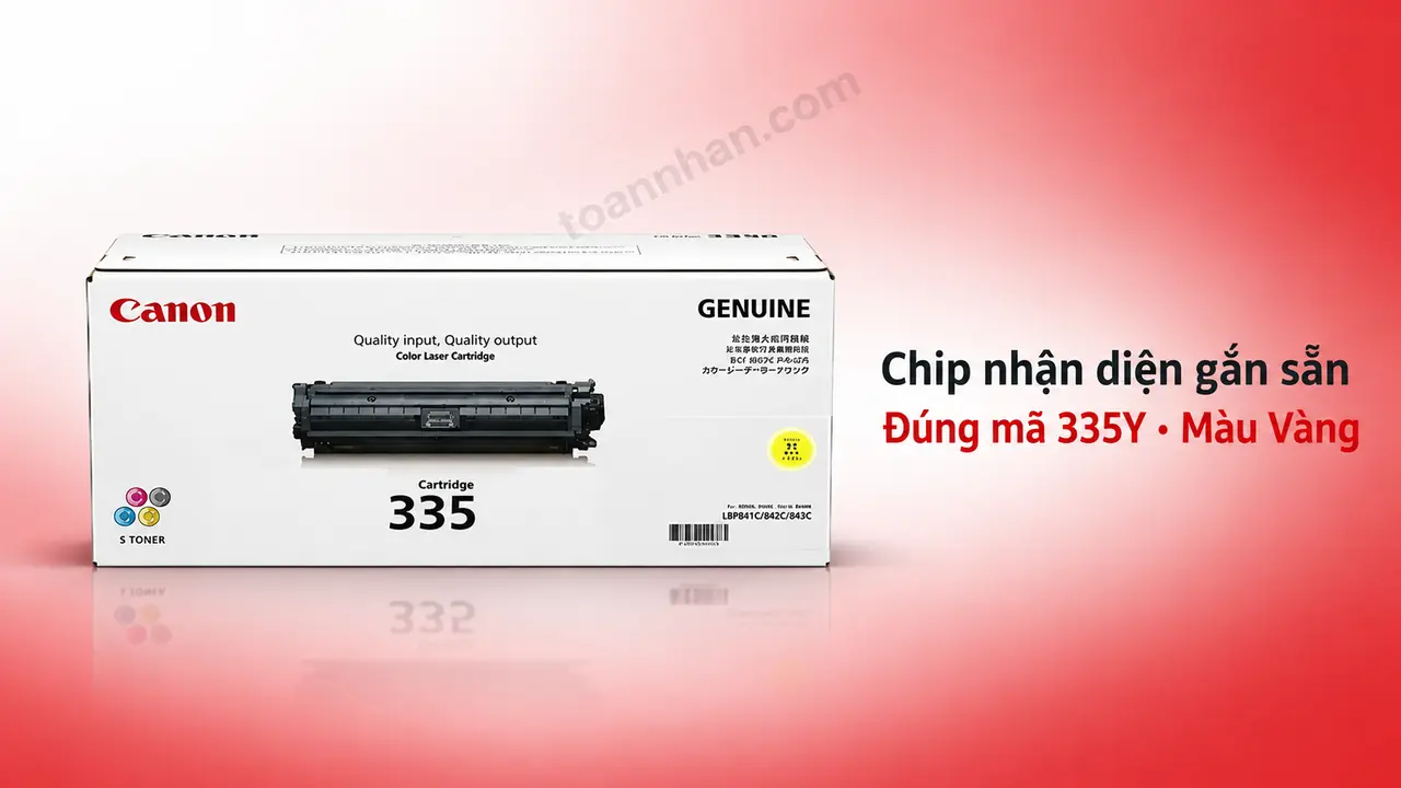 Hộp mực Canon 335Y chính hãng màu Vàng có chip nhận diện gắn sẵn