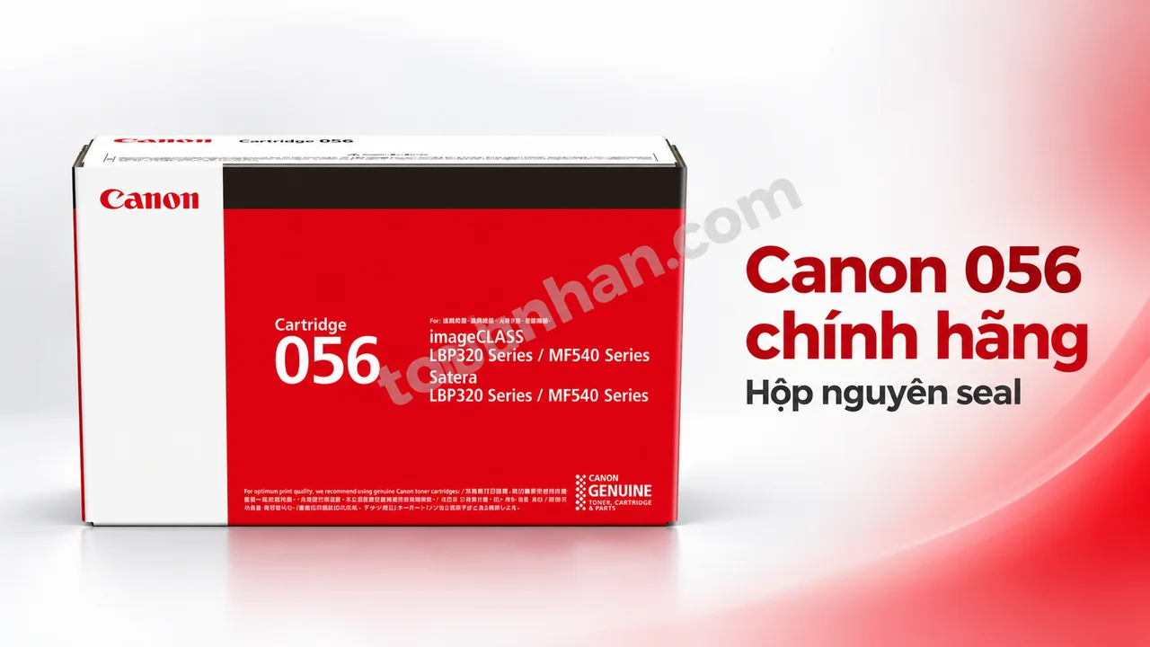 Hộp mực Canon 056 chính hãng còn nguyên hộp, thể hiện mã sản phẩm trên vỏ