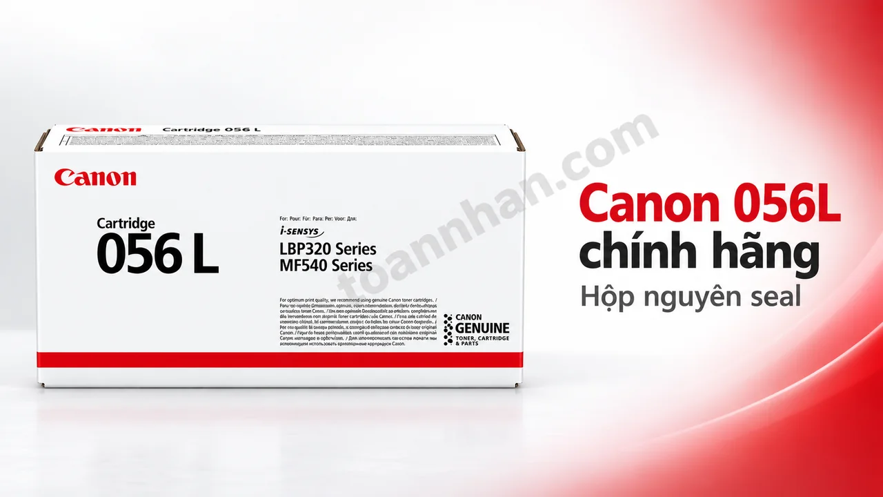 Hộp mực Canon 056L chính hãng còn nguyên hộp, thể hiện mã sản phẩm trên vỏ