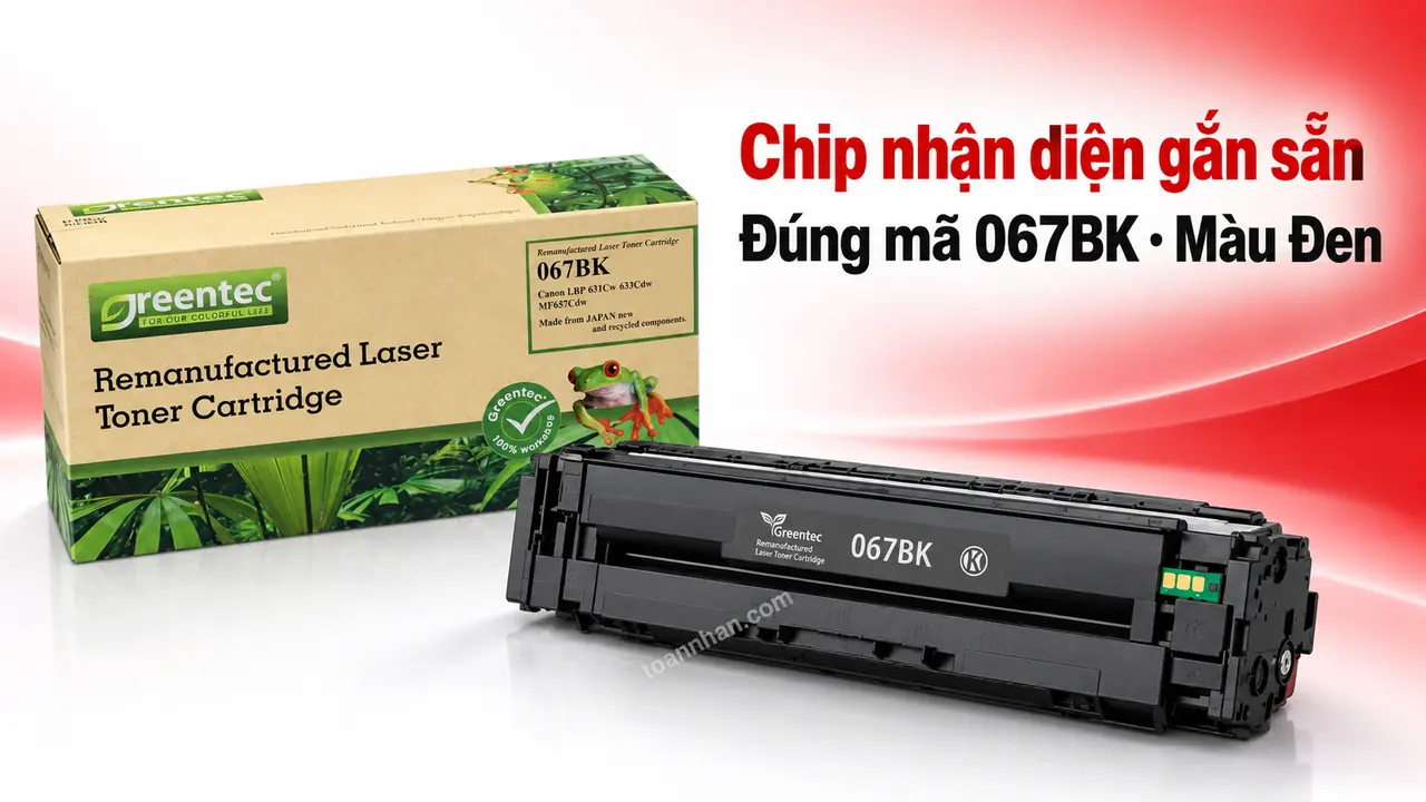 Mực Greentec Canon 067BK có chip nhận diện Mực Greentec Canon 067BK màu Đen có chip nhận diện gắn sẵn