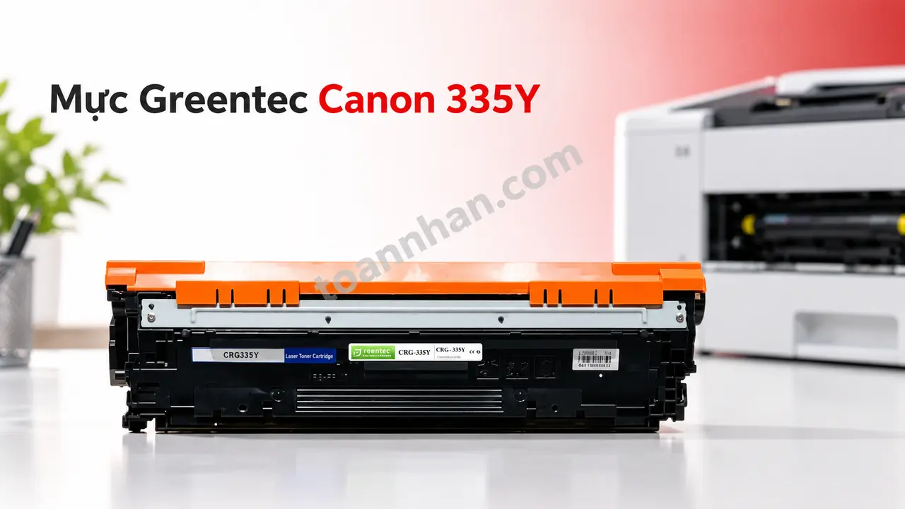 Cartridge Greentec Canon 335Y màu vàng bên máy in laser