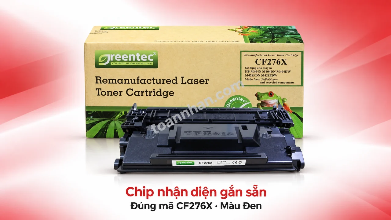 Hộp mực Greentech HP CF276X màu Đen có chip nhận diện gắn sẵn