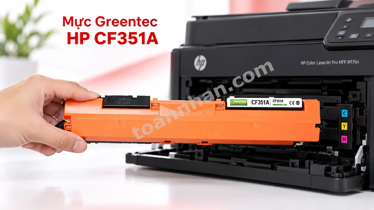 Cartridge Greentec HP CF351A đúng mã bên máy in laser