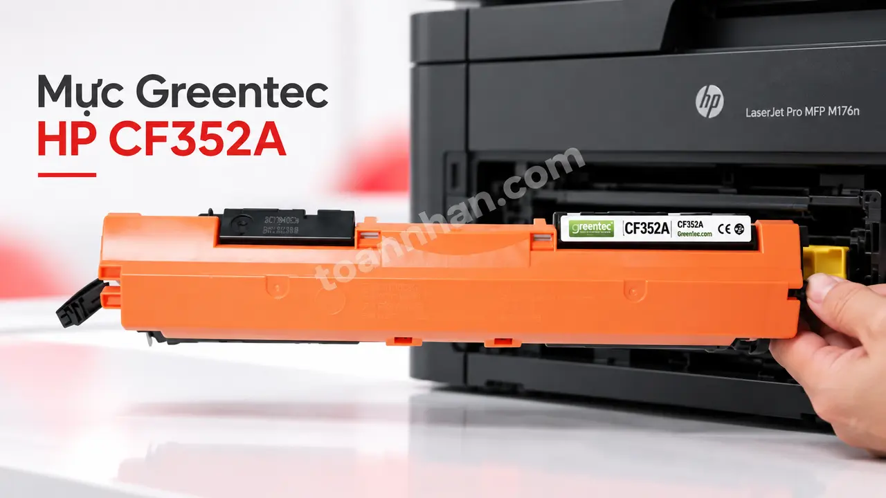 Cartridge Greentec HP CF352A đúng mã bên máy in laser