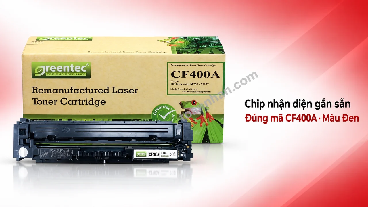 Hộp mực Greentech HP CF400A màu Đen có chip nhận diện gắn sẵn