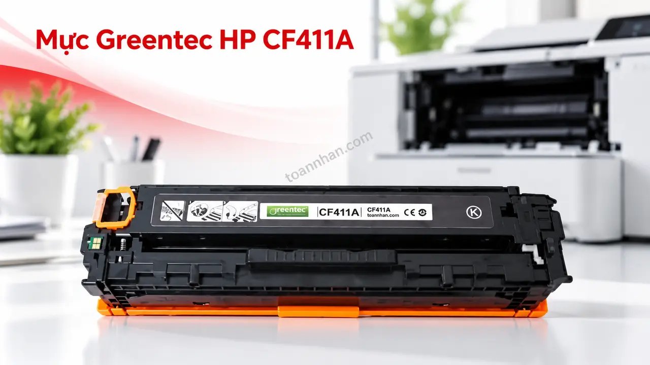 Cartridge Greentec HP CF411A đúng mã bên máy in laser