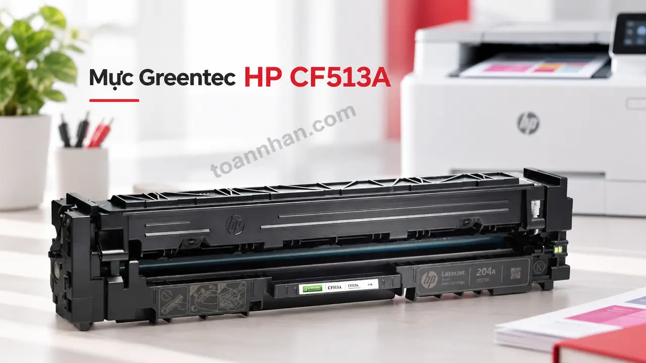 Cartridge Greentec HP CF513A đúng mã bên máy in laser