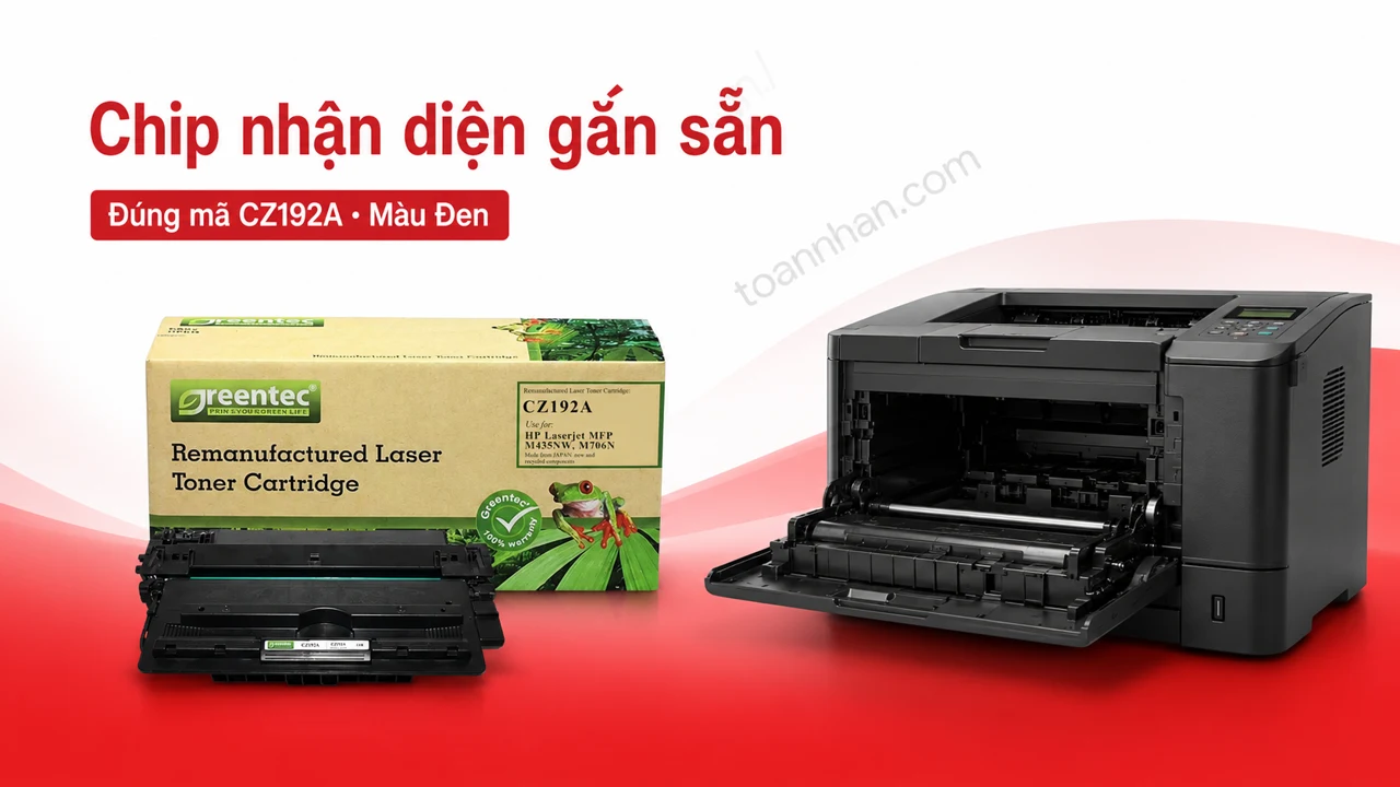 Hộp mực Greentec HP CZ192A màu Đen có chip nhận diện cạnh máy in tương thích